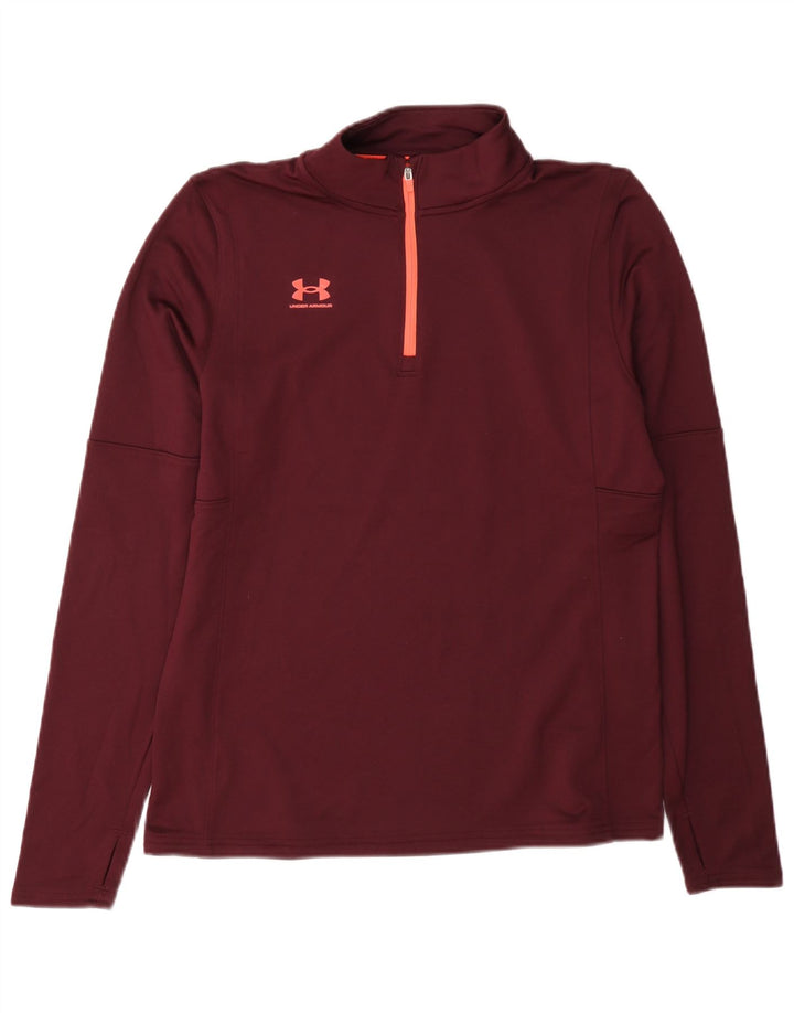 Under Armour Womens Zip Neck Top Long Sleeve UK 14 Medium Burgundy