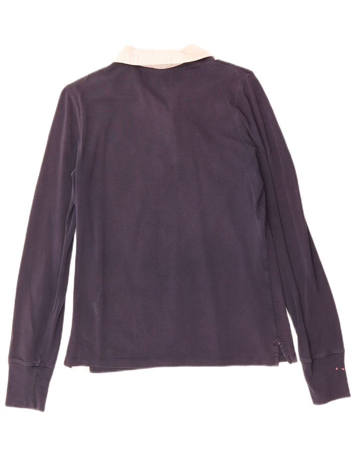 POLO RALPH LAUREN Tricou polo cu mânecă lungă pentru femei UK 12 Medium Bleumarin