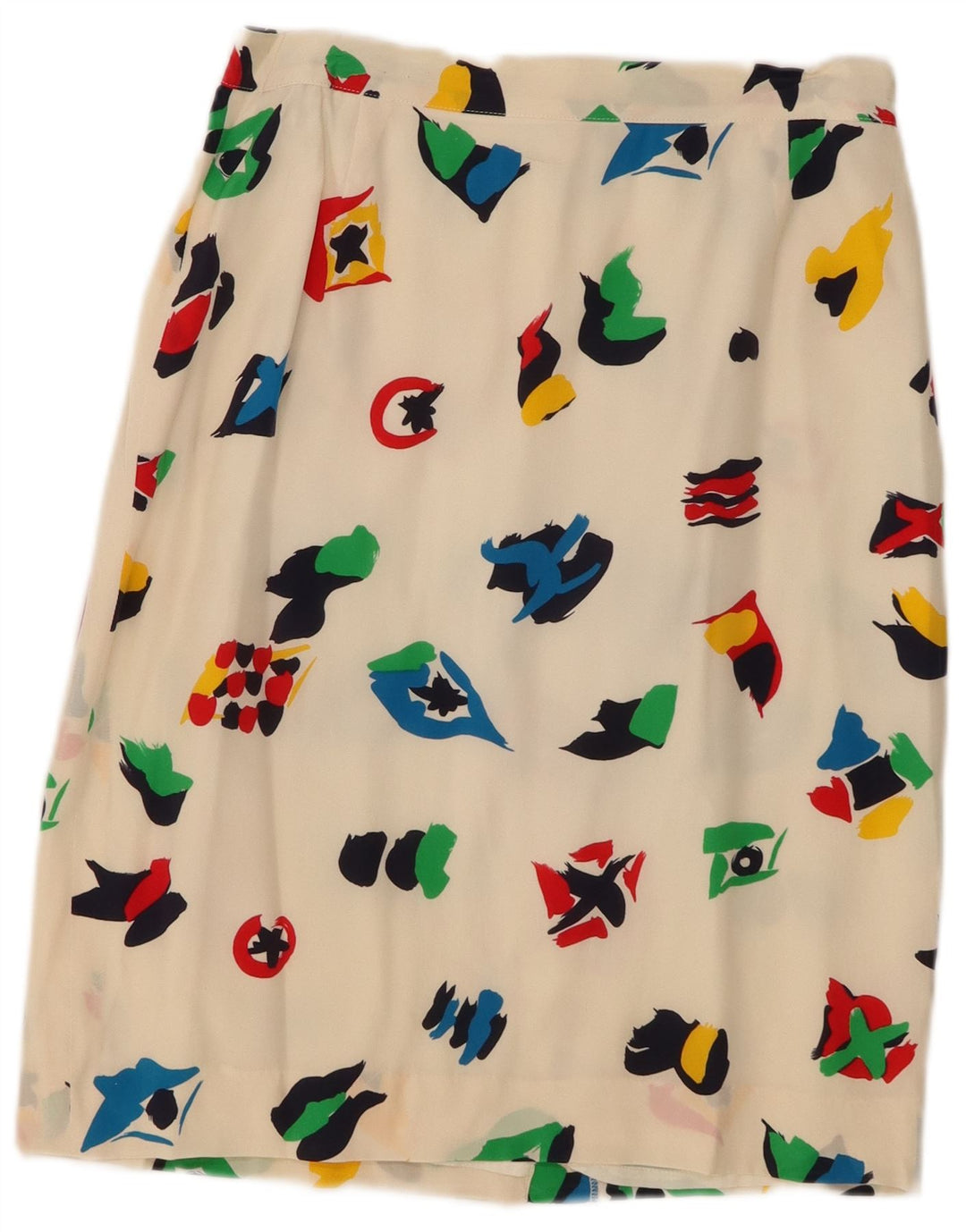 Fusta midi vintage cu model abstract pentru femei UK 10 Small W28 Off White