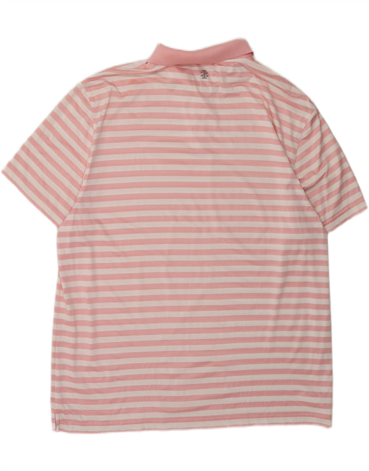 IZOD Mens Polo Shirt 2XL Pink Striped Polyester Vintage Izod and Second-Hand Izod from Messina Hembry 