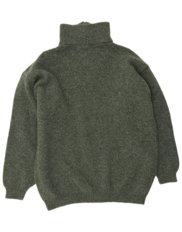 Pulover vintage pentru bărbați, cu fermoar, cu gât, XL, kaki, lână virgină
