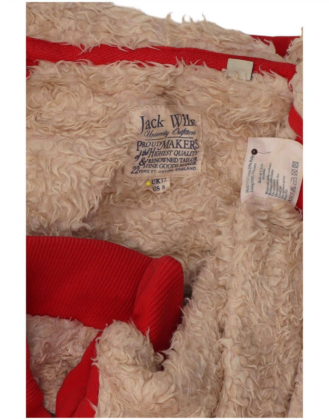 Pulover Jack Wills pentru femei cu grafic grafic, cu fermoar, roșu mediu, UK 12