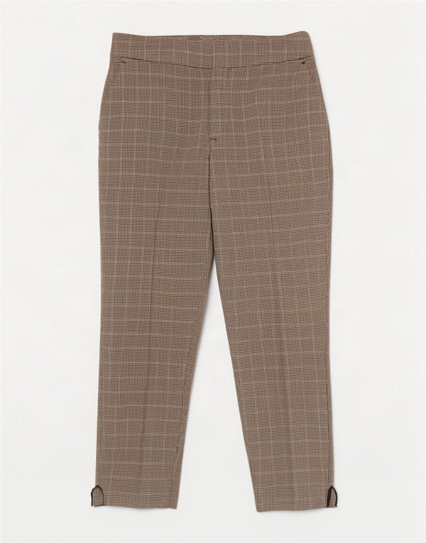 Pantaloni chino crop slim pentru femei Zara L30 L26 Bej Houndstooth
