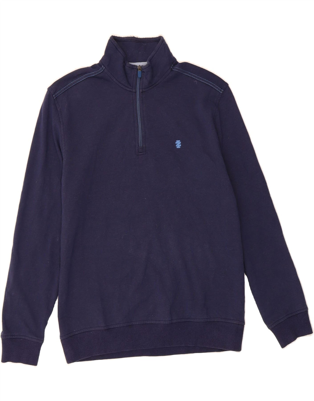 IZOD Mens Stretch Zip Neck Sweatshirt Jumper Medium Navy Blue Polyester Vintage Izod and Second-Hand Izod from Messina Hembry 
