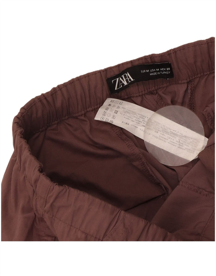 Pantaloni cargo pentru femei cu picioare largi Zara Mediu L28 L30 Poliester maro