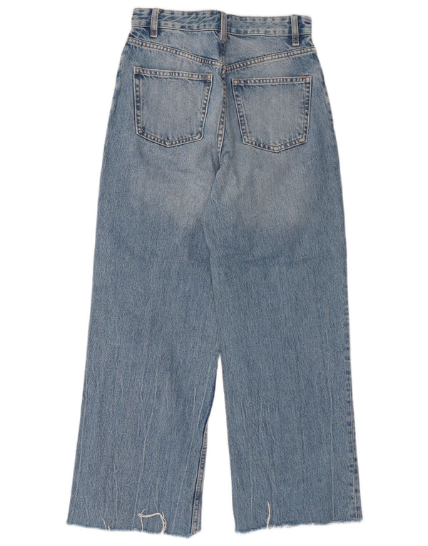 Blugi de damă ZARA cu picioare largi, învechiți, EU 36 XS W26 L27, bumbac albastru