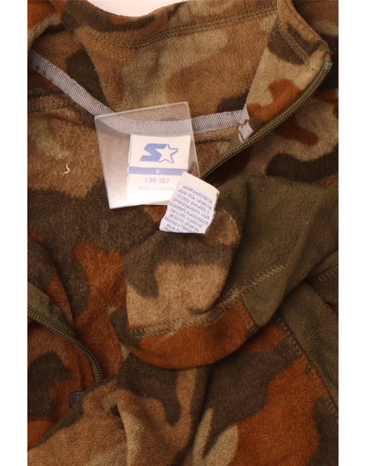 STARTER Pulover pentru bărbați, cu fermoar, cu lână, maro, camuflaj Sport