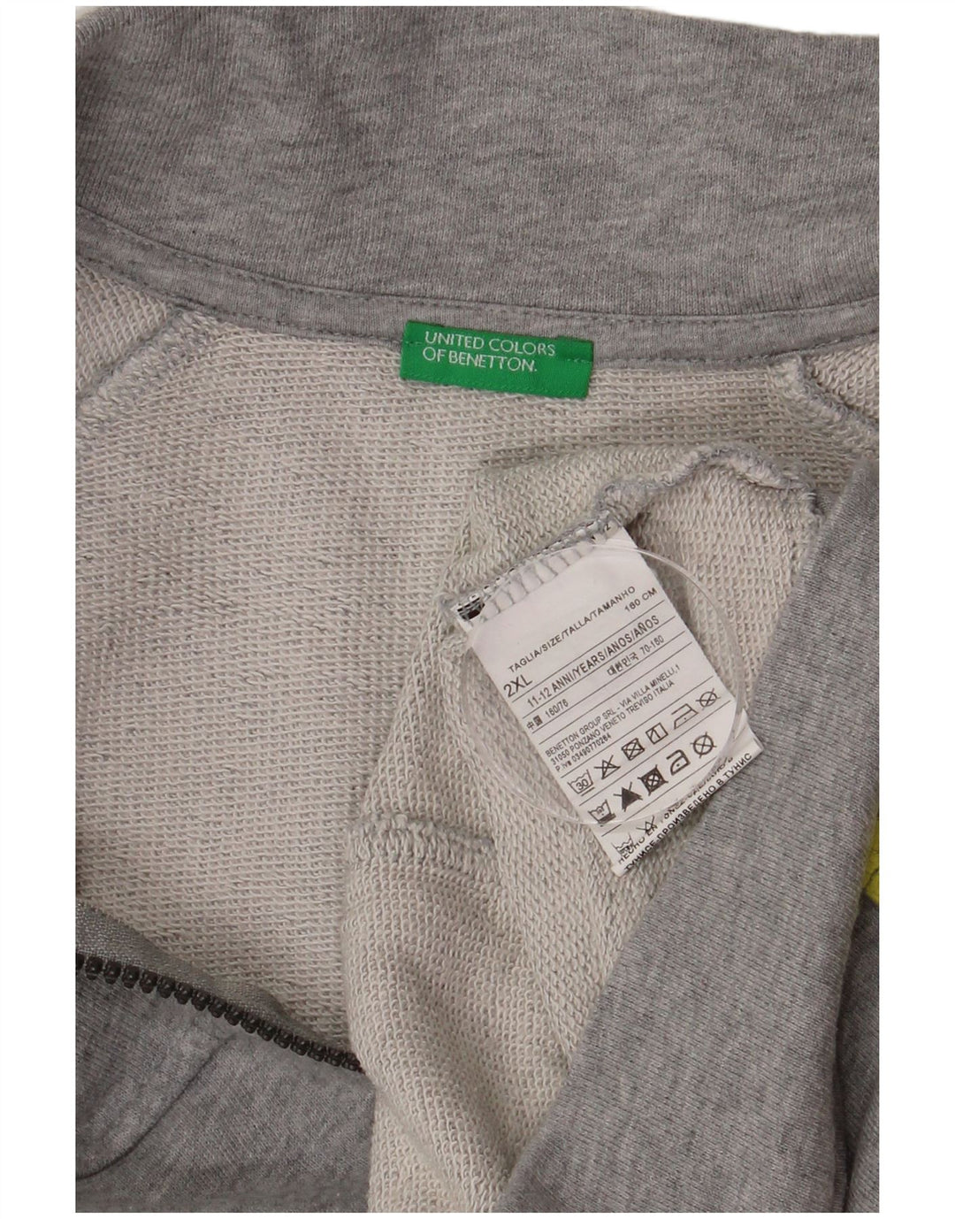 Jachetă de top pentru trening grafic Benetton pentru băieți 11-12 ani 2XL, gri cu pete