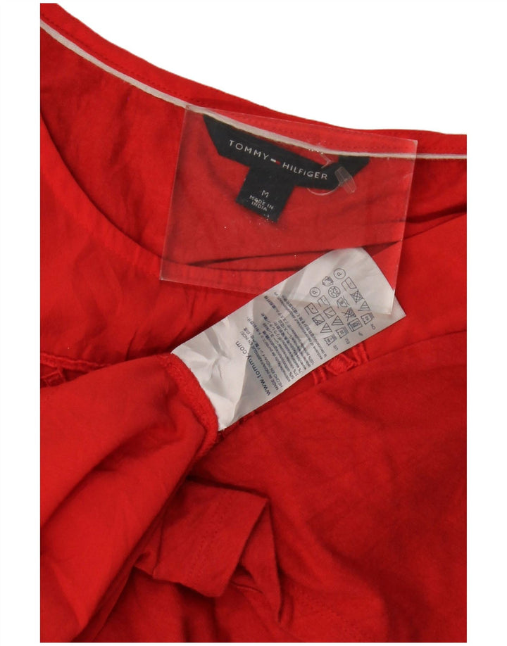 TOMMY HILFIGER Womens Blouse Top UK 12 Medium Red Cotton