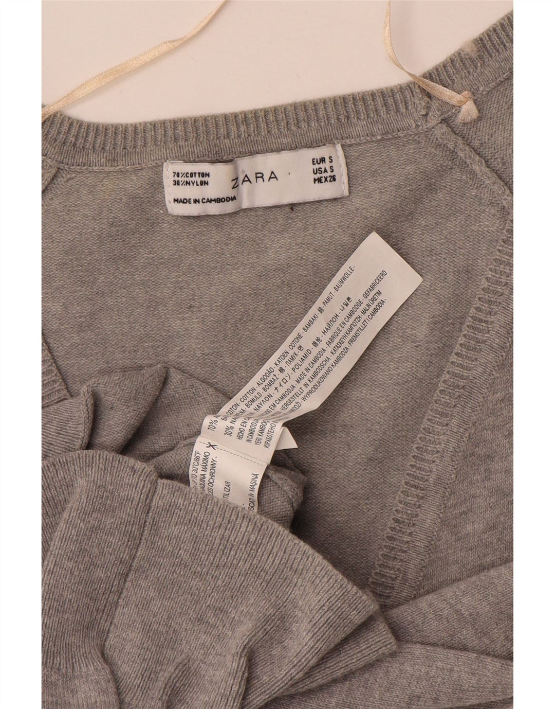 Pulover cardigan pentru femei Zara UK 10 mic bumbac gri