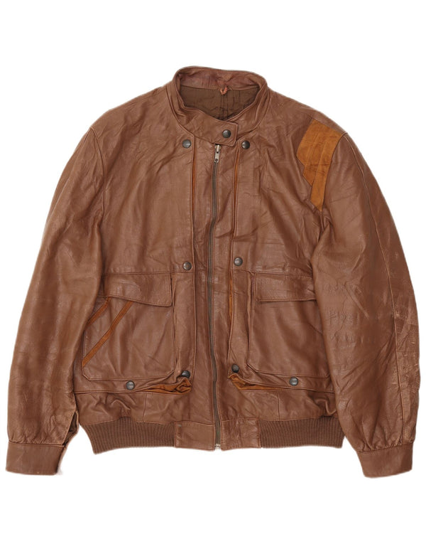 Jachetă de piele pentru femei VINTAGE IT 48 XL din piele maro