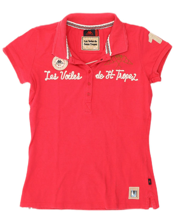 Tricou polo cu grafic Kappa pentru femei UK 12, bumbac roz mediu