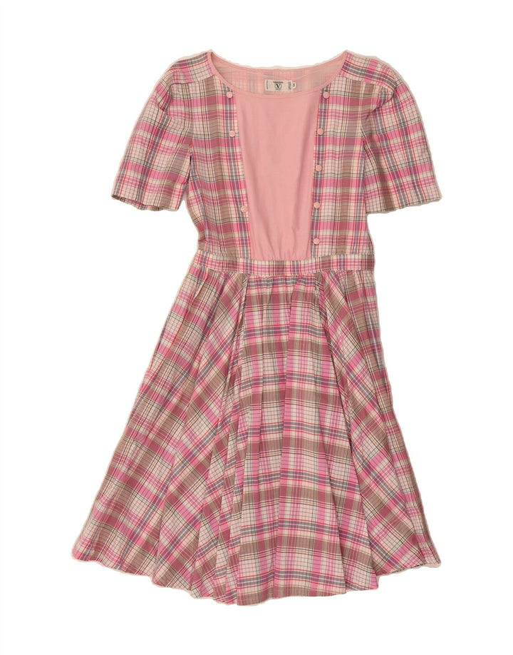 VALENTINO Womens Pleated Basic Dress IT 44 Medium Pink Check Vintage Valentino and Second-Hand Valentino from Messina Hembry 