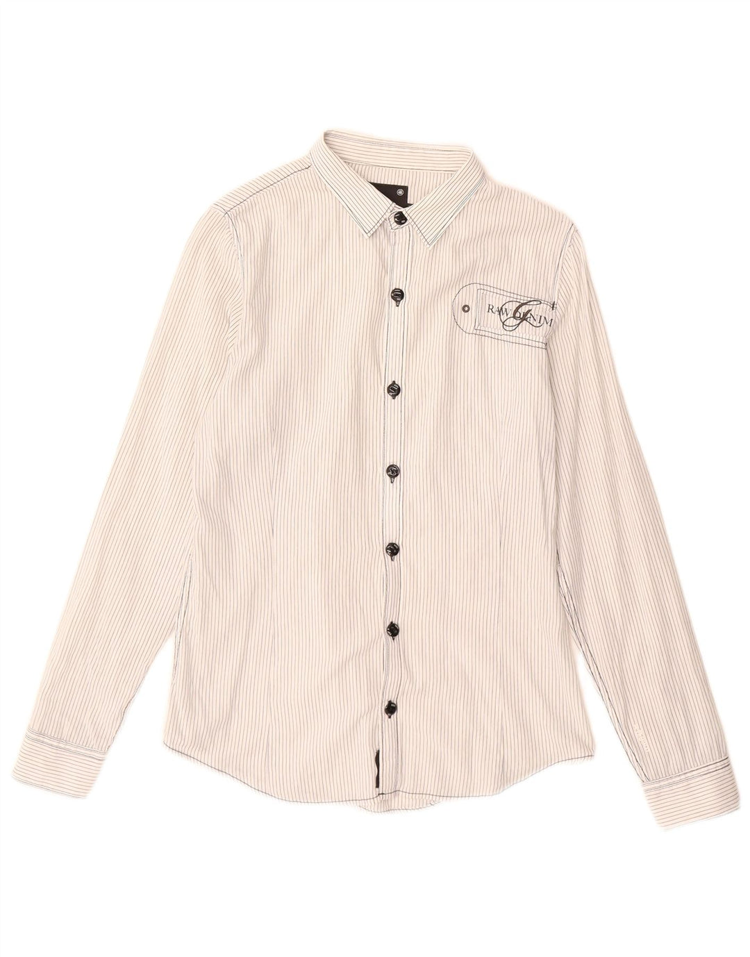 Cămașă cu grafică G-Star pentru femei UK 14, bumbac cu dungi alb medii