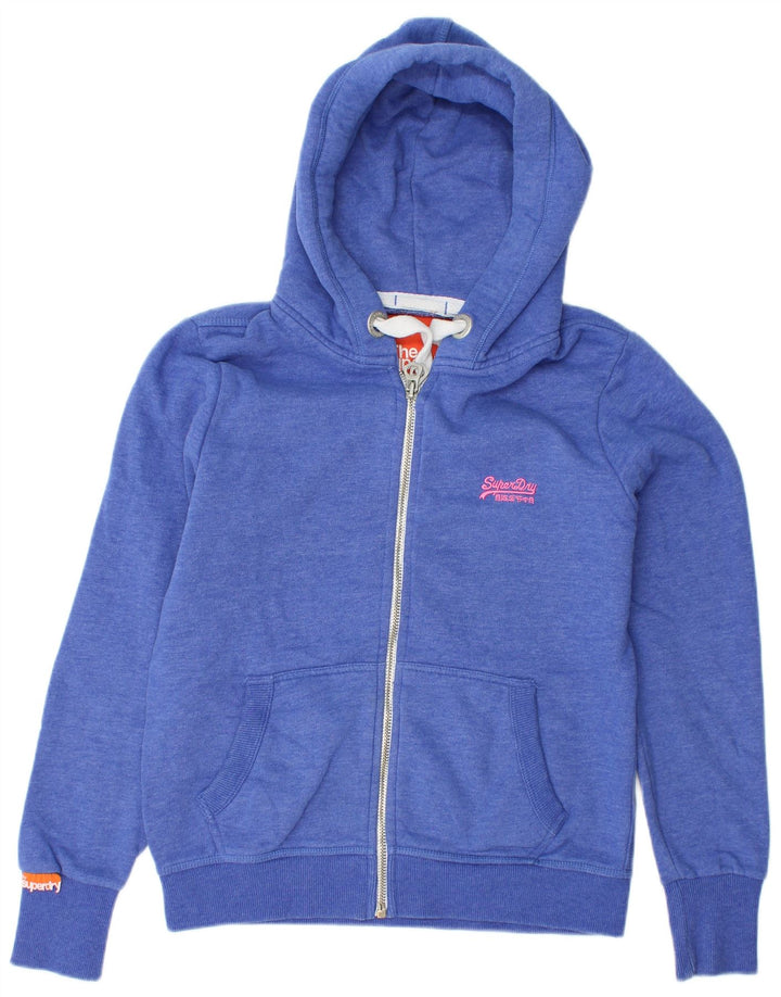 SUPERDRY Pulover cu capota cu fermoar pentru femei UK 16, mare, albastru, bumbac