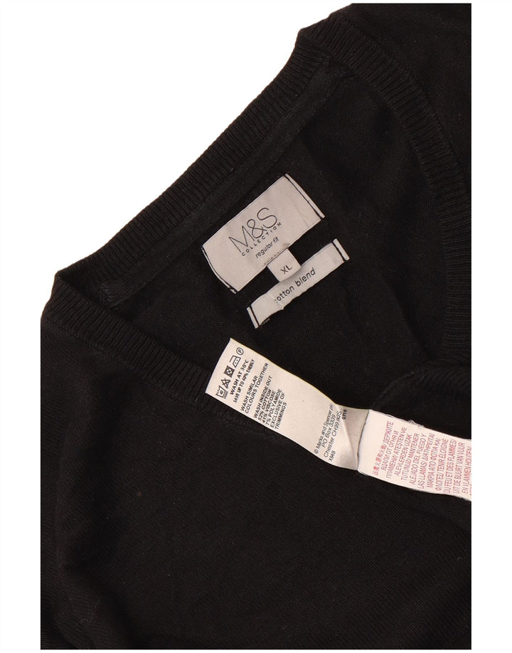 Pulover cu decolteu în V Marks & Spencer pentru bărbați, bumbac negru XL