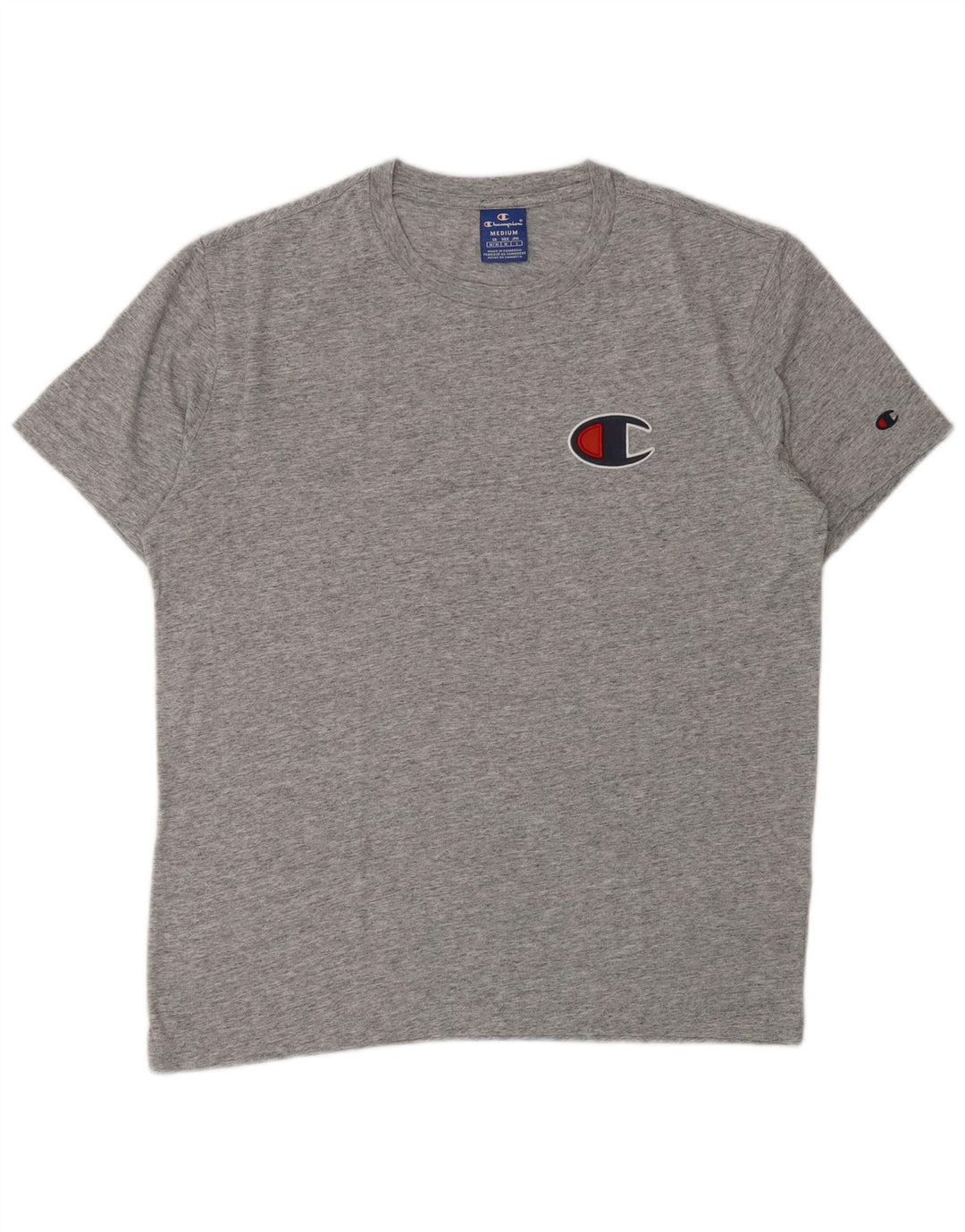 Tricou grafic pentru bărbați CHAMPION Top din bumbac cu pete gri mediu