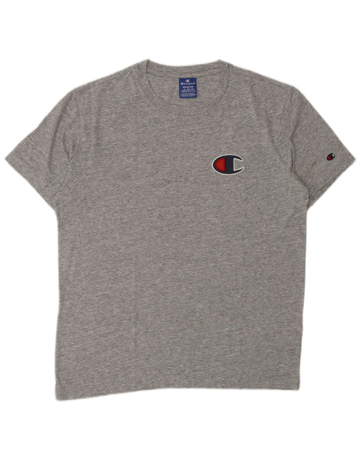 Tricou grafic pentru bărbați CHAMPION Top din bumbac cu pete gri mediu