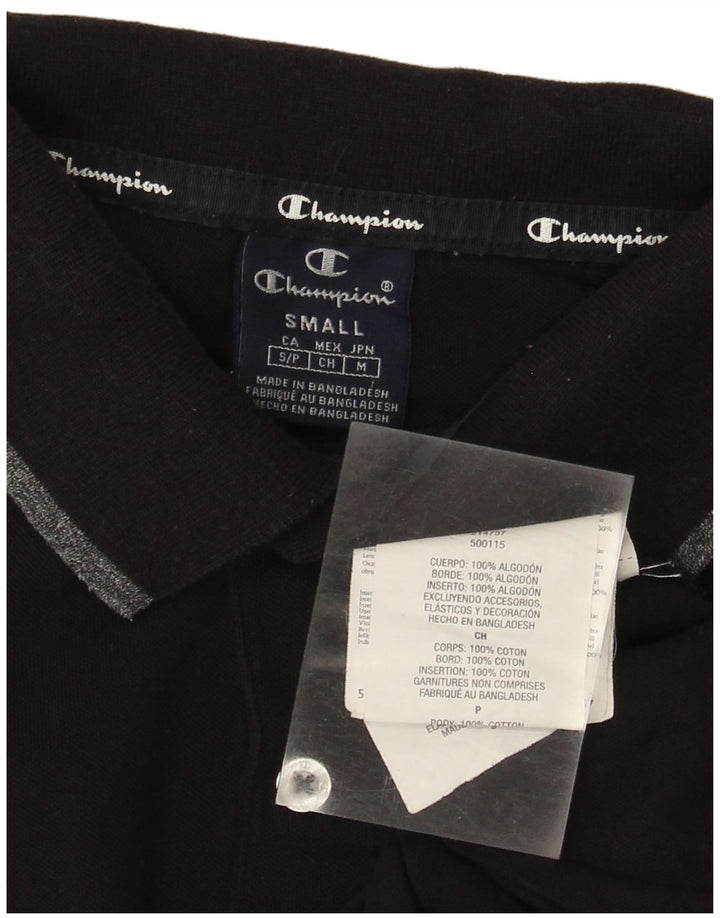 Tricou polo pentru bărbați CHAMPION cu mânecă lungă, bumbac negru mic