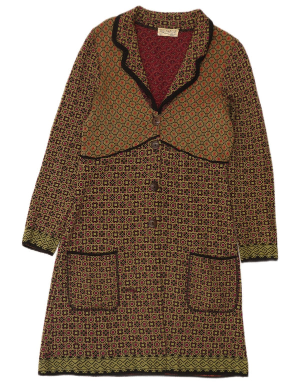 Dunque Pulover Cardigan Femei UK 12 Mediu Multicolor Geometric