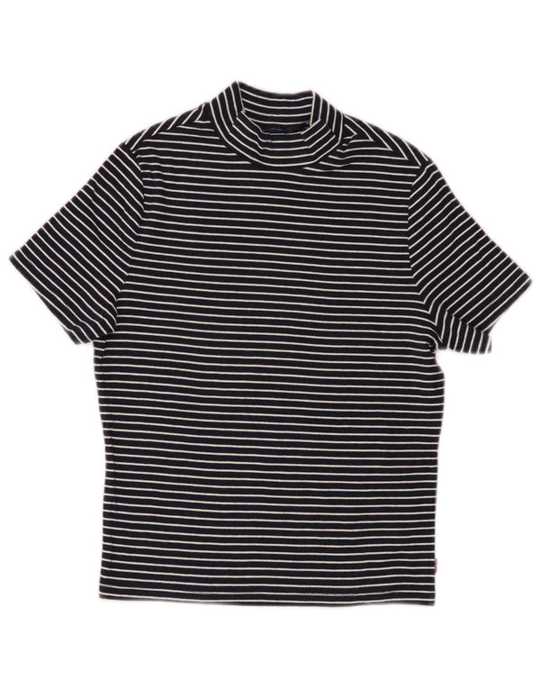 Tricou crop Levi's pentru femei, UK 10 mic, bumbac cu dungi, albastru marin