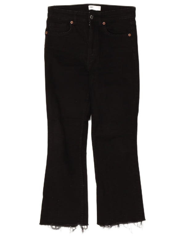 Blugi de damă Zara cu talie înaltă, crop bootcut EU 38 Small W28 L25 Bumbac negru