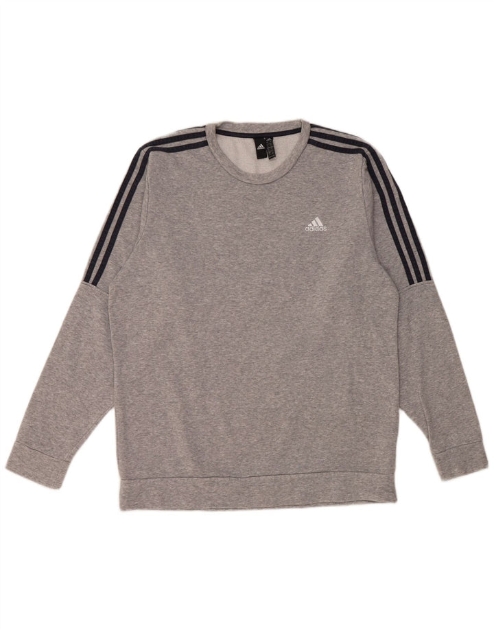 Hanorac pentru bărbați Adidas Jumper mare, gri bumbac cu pete