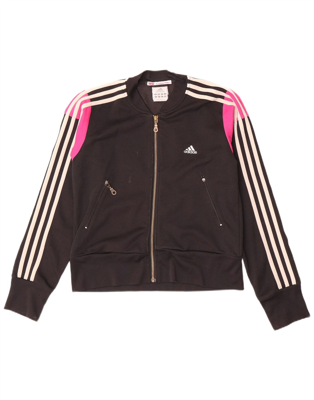 Jachetă de trening pentru femei Adidas UK 12, bumbac color bloc negru mediu