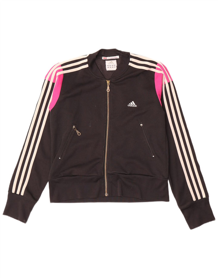 Jachetă de trening pentru femei Adidas UK 12, bumbac color bloc negru mediu