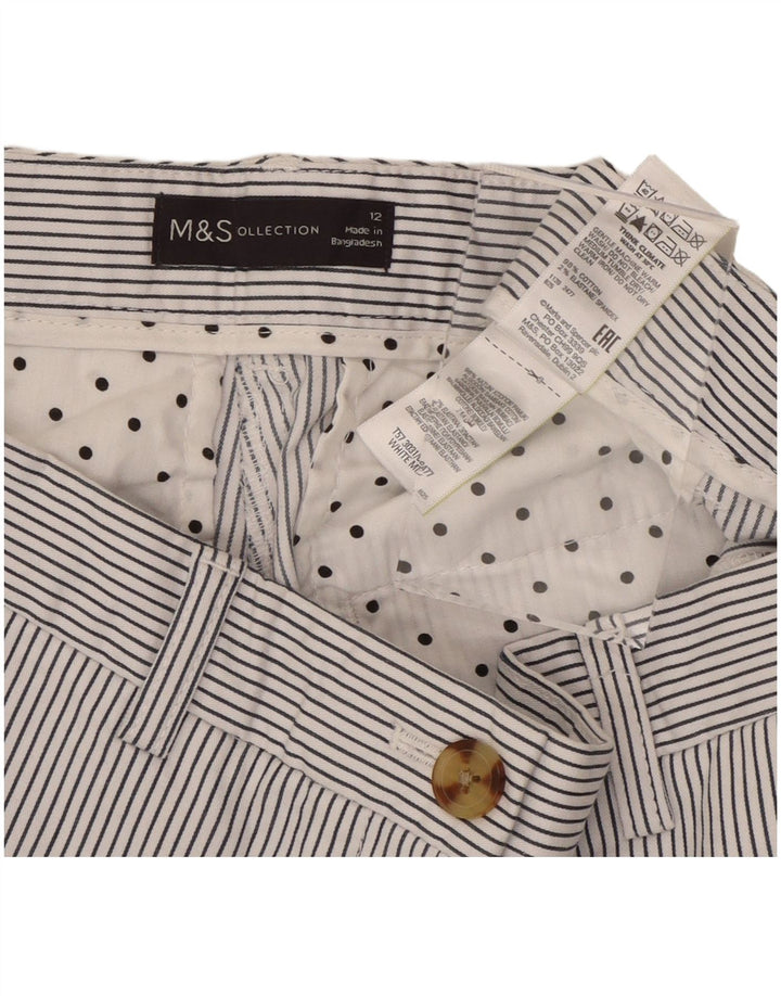MARKS & SPENCER Pantaloni scurti chino pentru femei UK 12 Medium W30 White Pinstripe