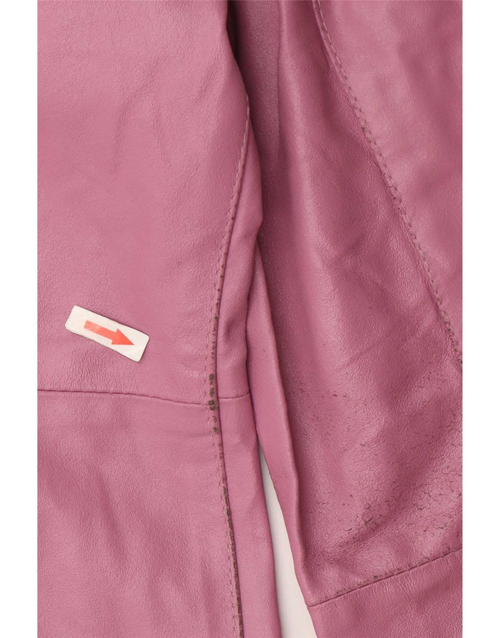 Palton din piele vintage pentru femei UK 12 Roz mediu