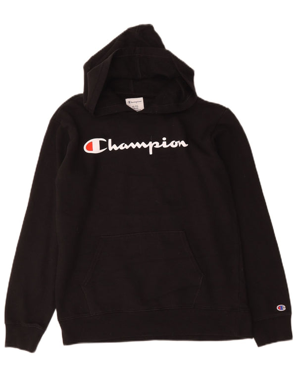 Pulover cu glugă cu grafic pentru fete Champion 13-14 ani XL bumbac negru
