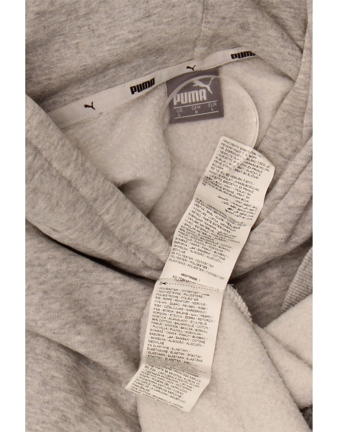 Pulover cu glugă supradimensionat cu grafic PUMA pentru femei UK 16 mare bumbac gri