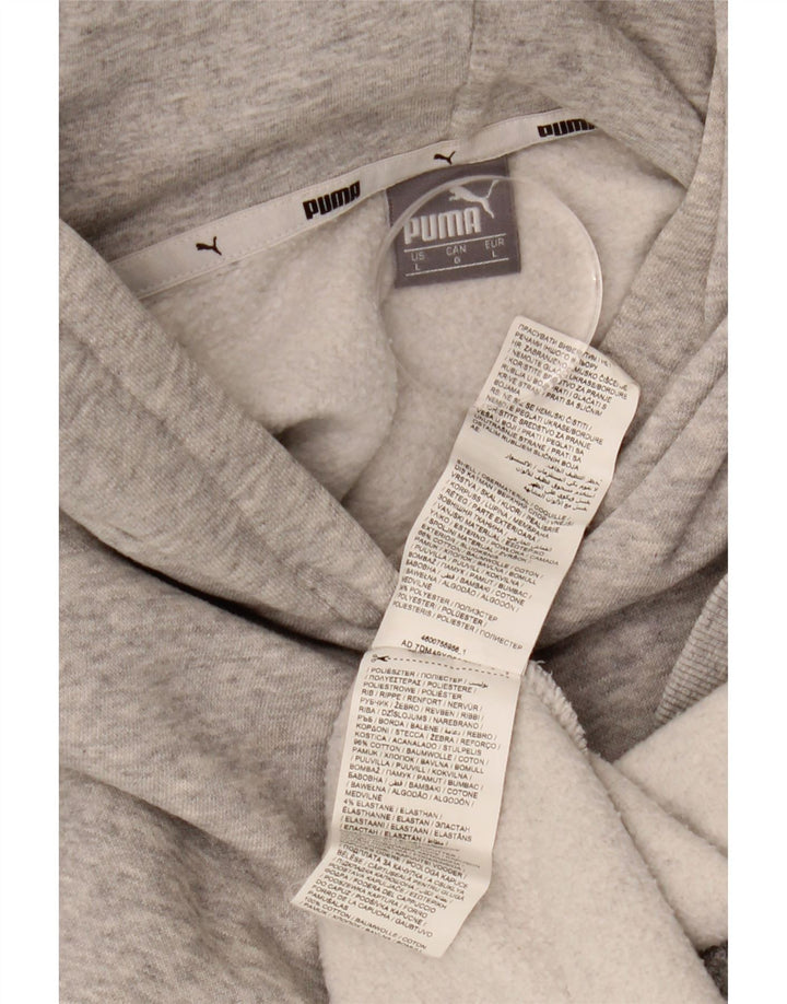 Pulover cu glugă supradimensionat cu grafic PUMA pentru femei UK 16 mare bumbac gri