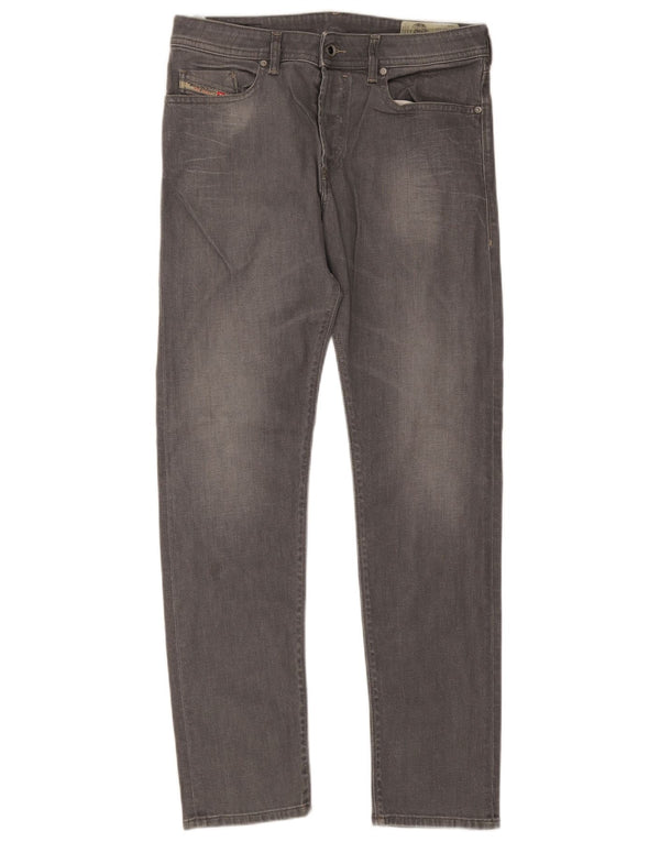 Diesel Mens Buster Regular Slim Tapered Jeans W33 L32 Grey Cotton
