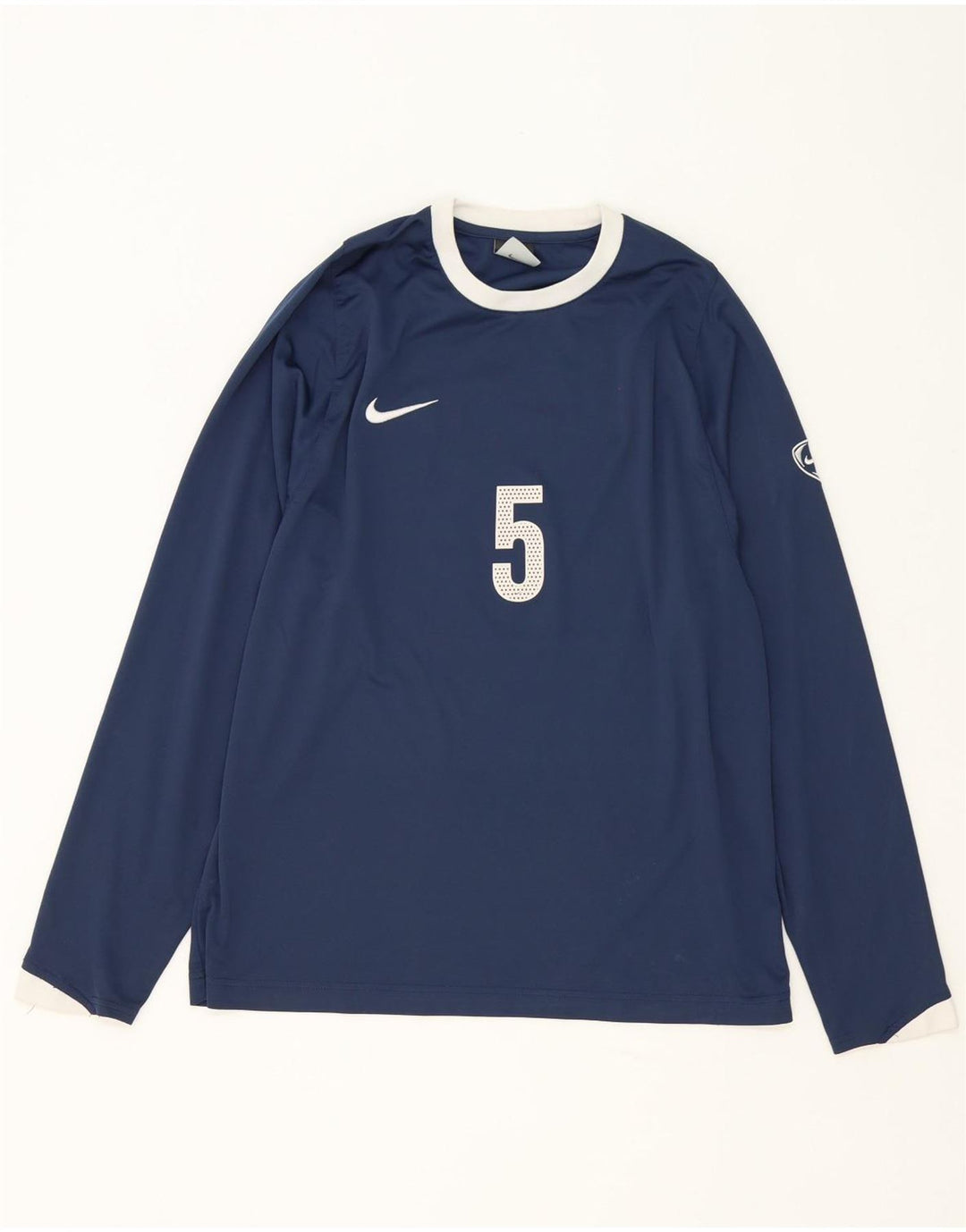 Top grafic Nike cu mânecă lungă pentru bărbați Marea Britanie 39/41 Poliester, albastru bleumarin mediu