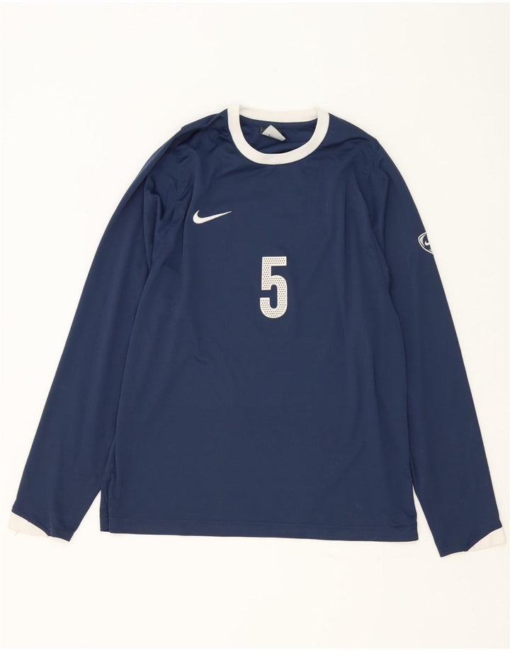 Top grafic Nike cu mânecă lungă pentru bărbați Marea Britanie 39/41 Poliester, albastru bleumarin mediu