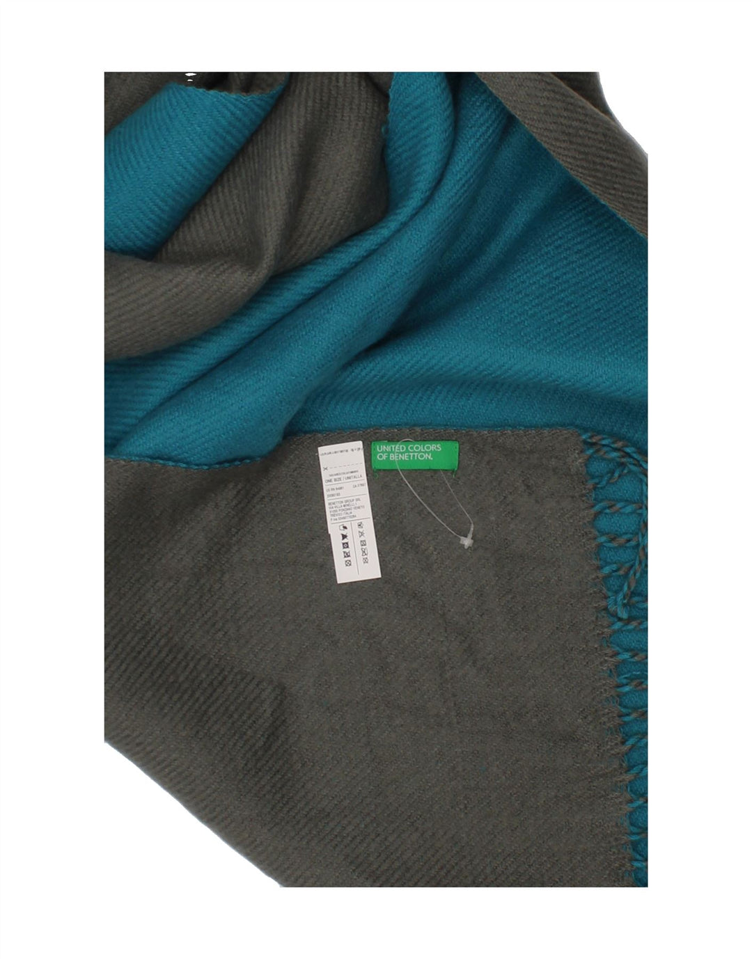 BENETTON Womens Rectangle Scarf One Size Blue Colourblock Acrylic Vintage Benetton and Second-Hand Benetton from Messina Hembry 