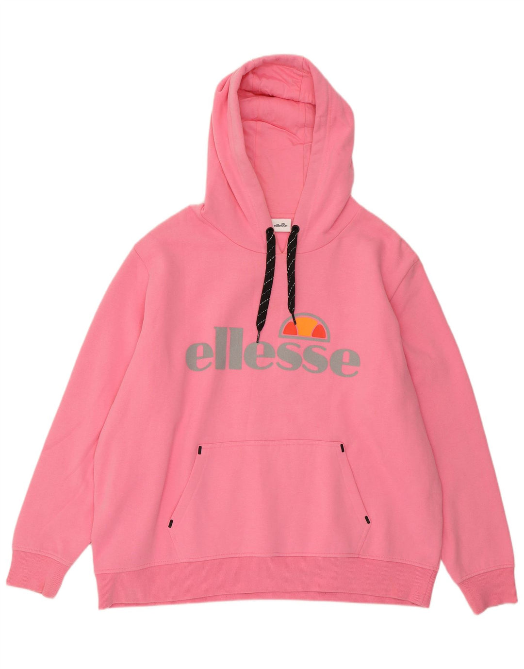 ELLESSE Pulover supradimensionat cu glugă cu grafic pentru femei UK 22 3XL bumbac roz
