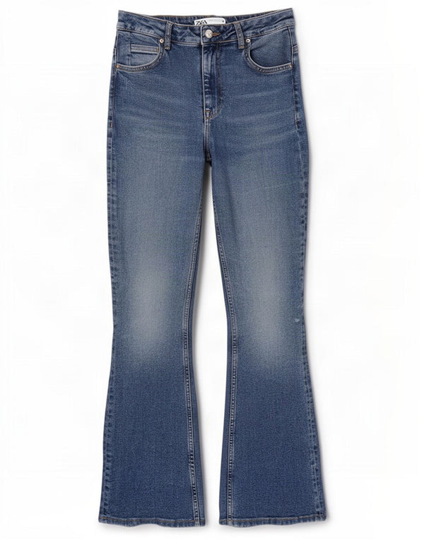 Blugi evazați pentru femei Zara EU 40 Medium W30 L31 Blue Bumbac