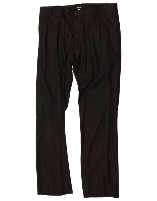 Pantaloni de costum drepte pentru femei cu talie înaltă Versace IT 48 XL W32 L30 negru