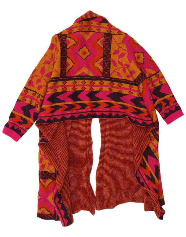 Pulover cardigan asimetric vintage pentru femei UK 16 mare, multicolor, floral