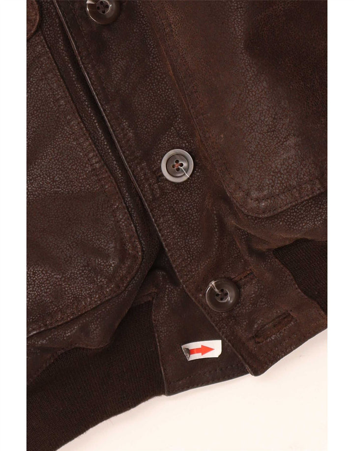 Jachetă Bomber din piele vintage pentru bărbați IT 48 Maro Mediu