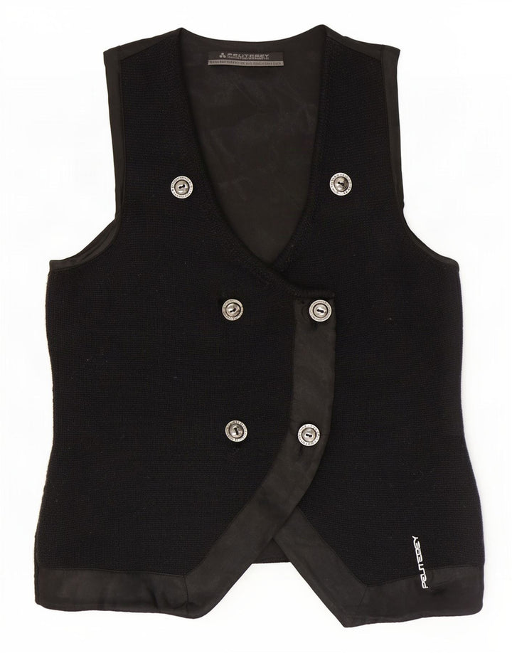 PEUTEREY Gilet dublu tricot pentru femei IT 44 Lână neagră medie