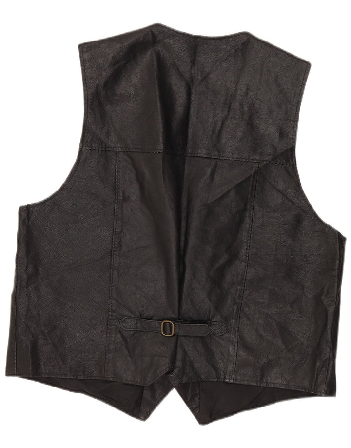 Vestă din piele vintage pentru bărbați XL neagră