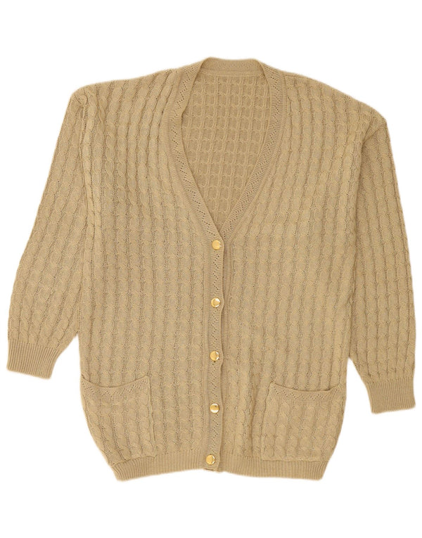 Pulover Cardigan Vintage pentru Damă UK 14 Medium Kaki Bumbac