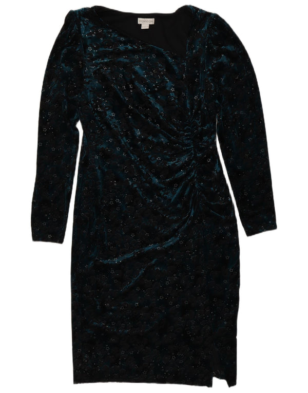 Rochie bodycon cu mânecă lungă pentru femei Monsoon UK 14 mare, albastru marin, imprimeu animal