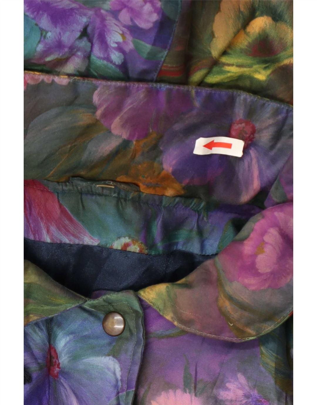 Jachetă căptușită cu glugă vintage pentru femei UK 14 Medium Multicolor Floral