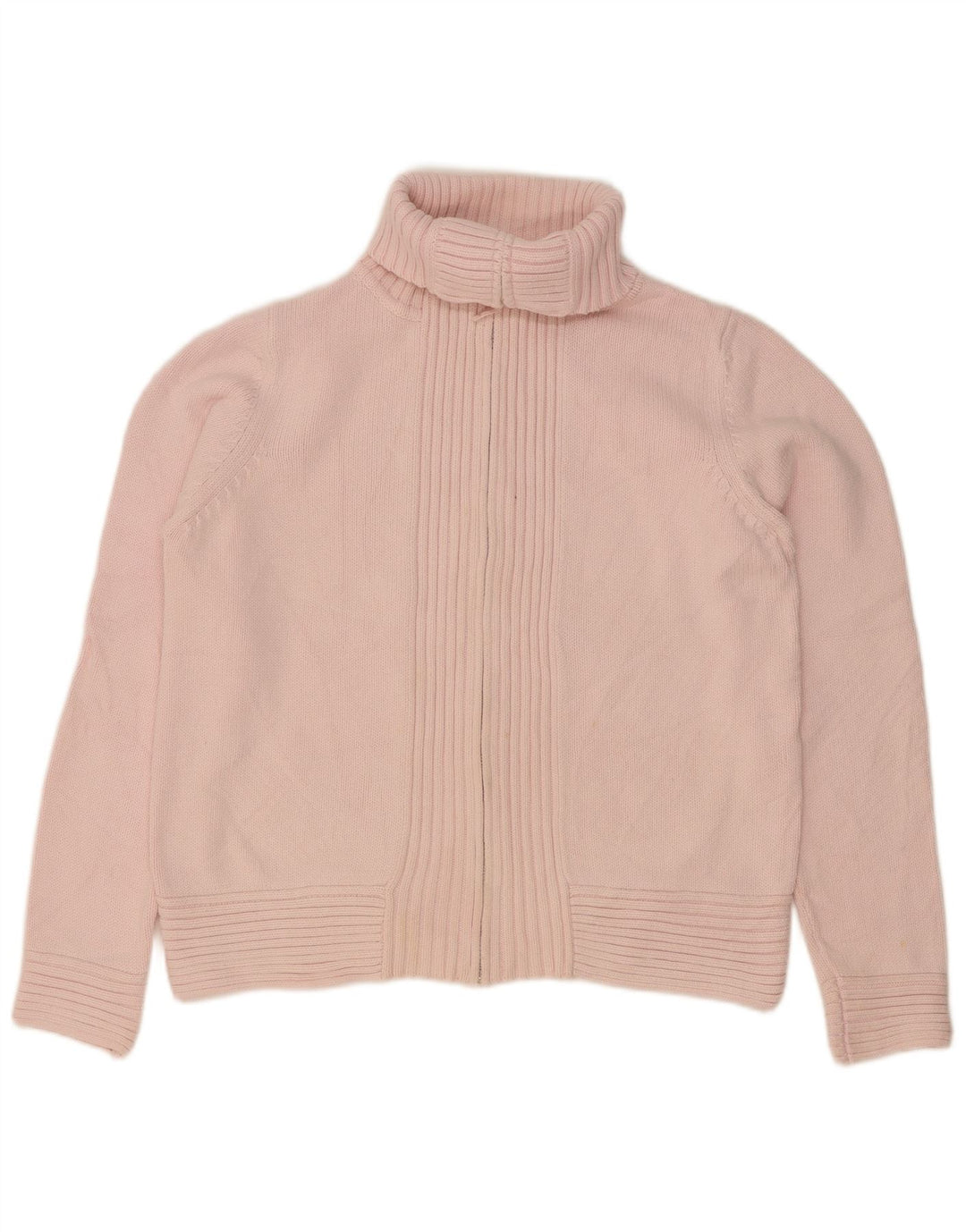 Pulover cardigan cu gât rulat pentru femei Marks & Spencer UK 14 bumbac roz mediu