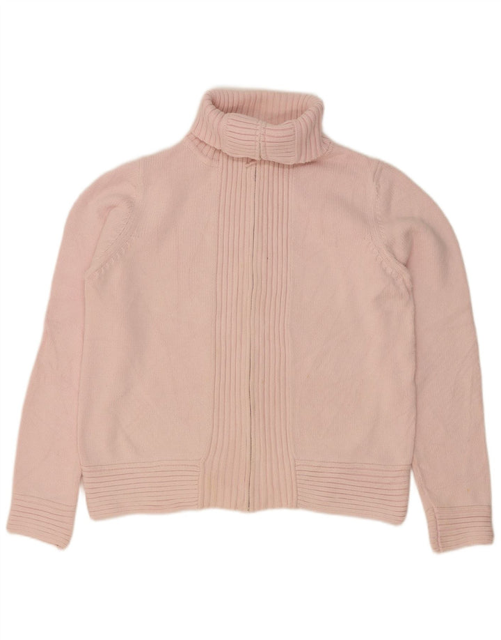 Pulover cardigan cu gât rulat pentru femei Marks & Spencer UK 14 bumbac roz mediu